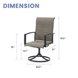 Vicllax Patio Padded Swivel Dining Chairs with Textilene Deep Seating and Armrest