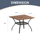 Vicllax Outdoor Patio Dining Table for 4, Metal Square Table with Storage