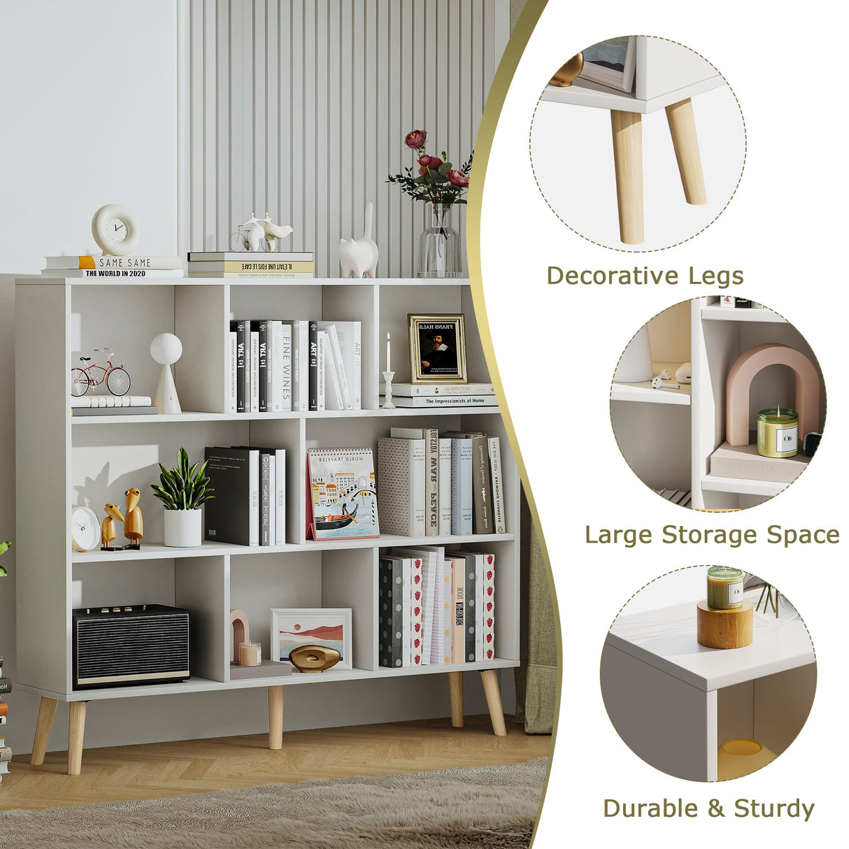 Vicllax Open Bookshelf with Legs, Storage Cube Floor Standing Display Shelf