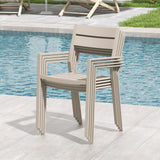 VICLLAX Patio 7 Pieces Outdoor Dining Set, 63" Rectangular Metal Dining Table and 6 Stackable Chairs for Lawn