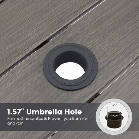 Vicllax 5 Pieces Outdoor Dining Set with Square Table and Padded Swivel Chairs