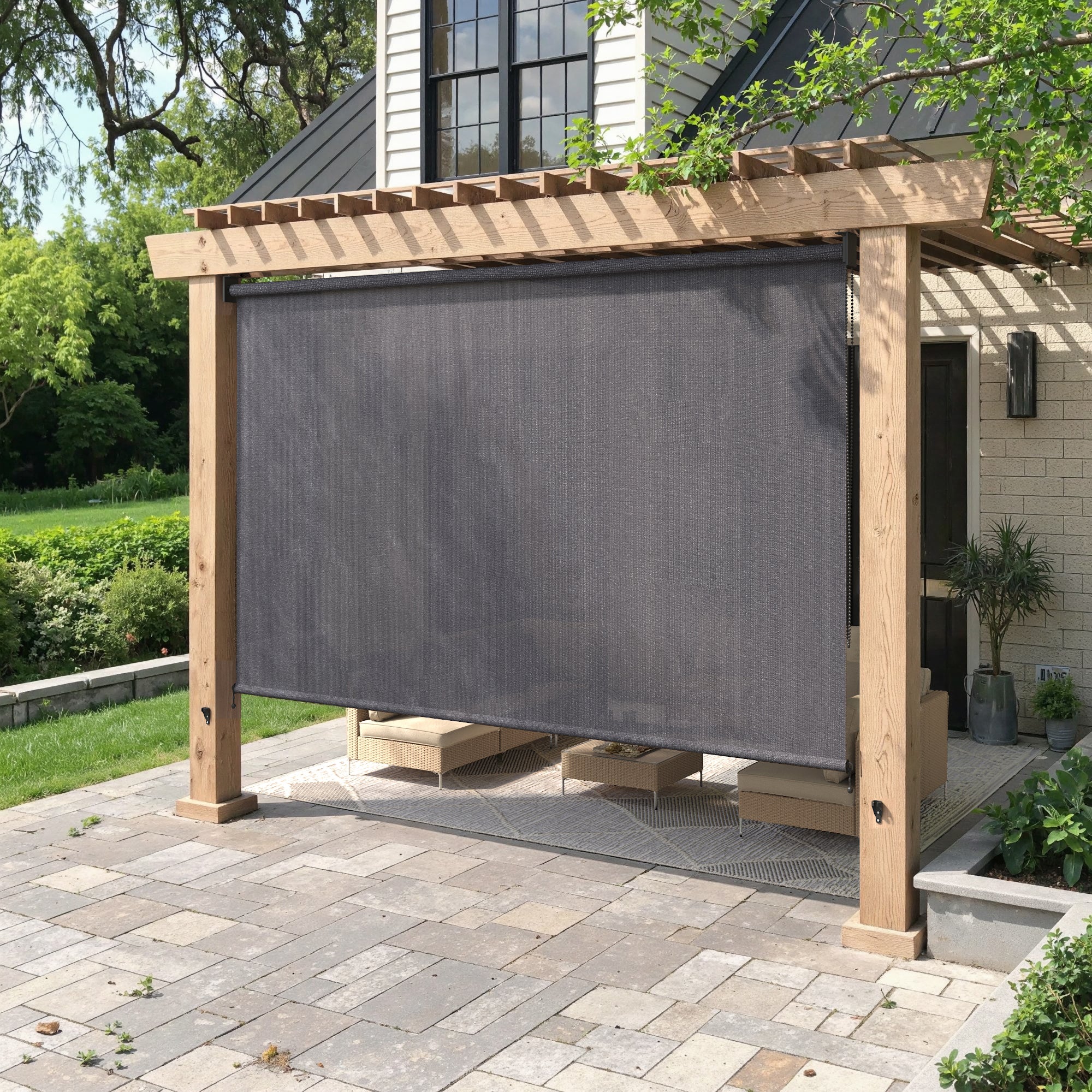 Vicllax Outdoor Sun Blocking Roller Shade, Patio Roll Up Shade Blinds