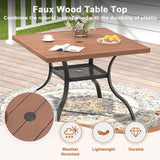 Vicllax Outdoor 38.6“ Plastic Dining Table Set of 4, Plastic Square Table with Swivel Dining Chairs
