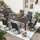Vicllax 7 Pieces Outdoor Dining Set with Rectangular Dining Table and Swivel Chairs