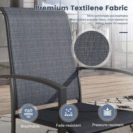 Vicllax 3-Piece Patio Bistro Set, Skyline Stackable Chair and 27.6" Metal Square Table