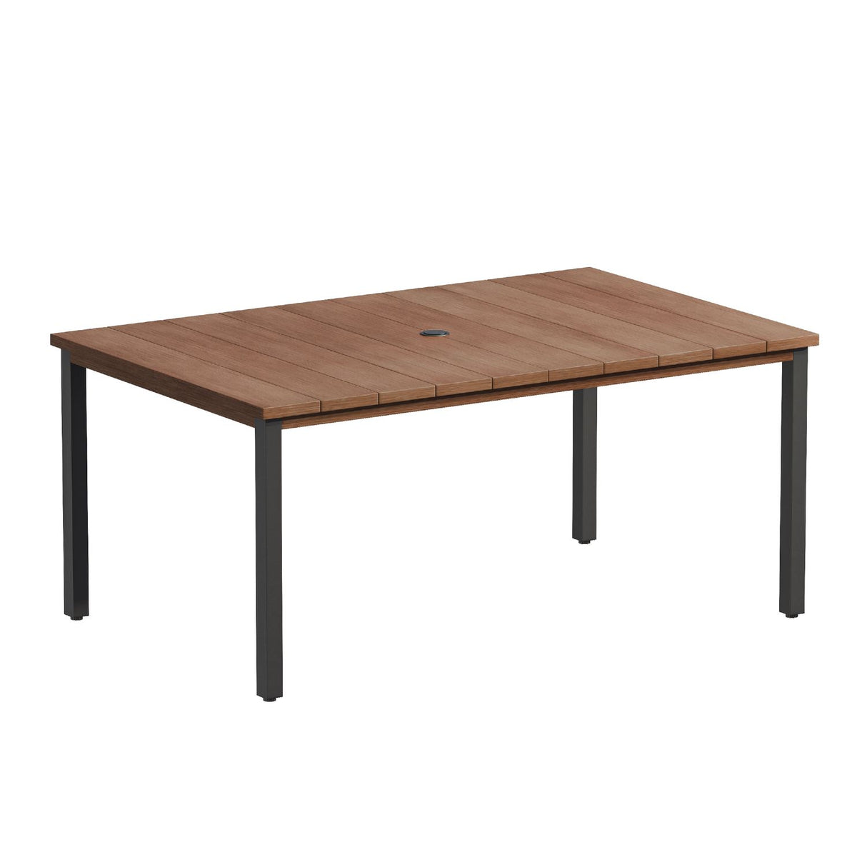 Vicllax Patio Dining Table for 4/6, Metal Dining Table with Umbrella Hole