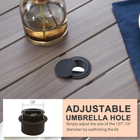 Vicllax Juego de comedor para patio de 5 piezas, mesa redonda para patio de 42" y sillas de mimbre para exterior 