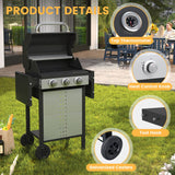Vicllax BBQ Propane Gas Grill, Freestanding Grill Cart with Wheels