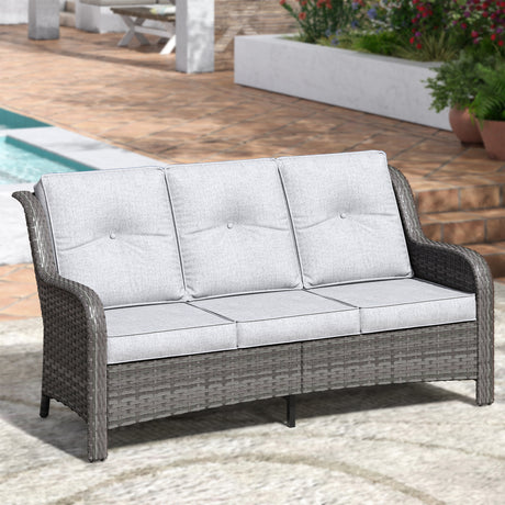 Vicllax Patio Wicker Oasis Lounge Sofa, 3-Seater Sofa