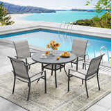 Vicllax 5/7/9 Pcs Outdoor Dining Set, Round Metal Table and Stackable Padded Chair