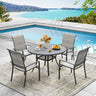 Vicllax 5/7/9 Pcs Outdoor Dining Set, Round Metal Table and Stackable Padded Chair
