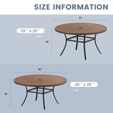Vicllax Juego de comedor para exterior de 9 piezas con mesa redonda de metal de 54" y sillones de textileno 