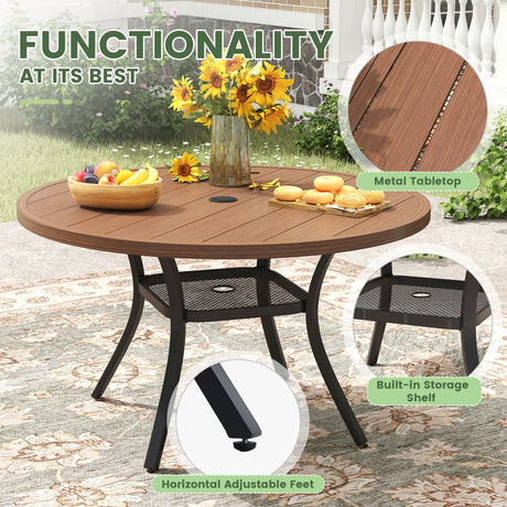 Vicllax Juego de comedor para patio de 5 piezas, mesa de comedor redonda de 42" y sillas giratorias para exterior 