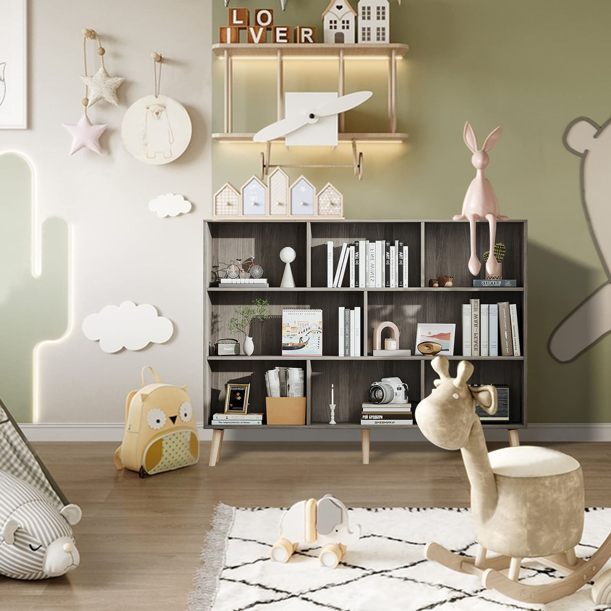 Vicllax Open Bookshelf with Legs, Storage Cube Floor Standing Display Shelf