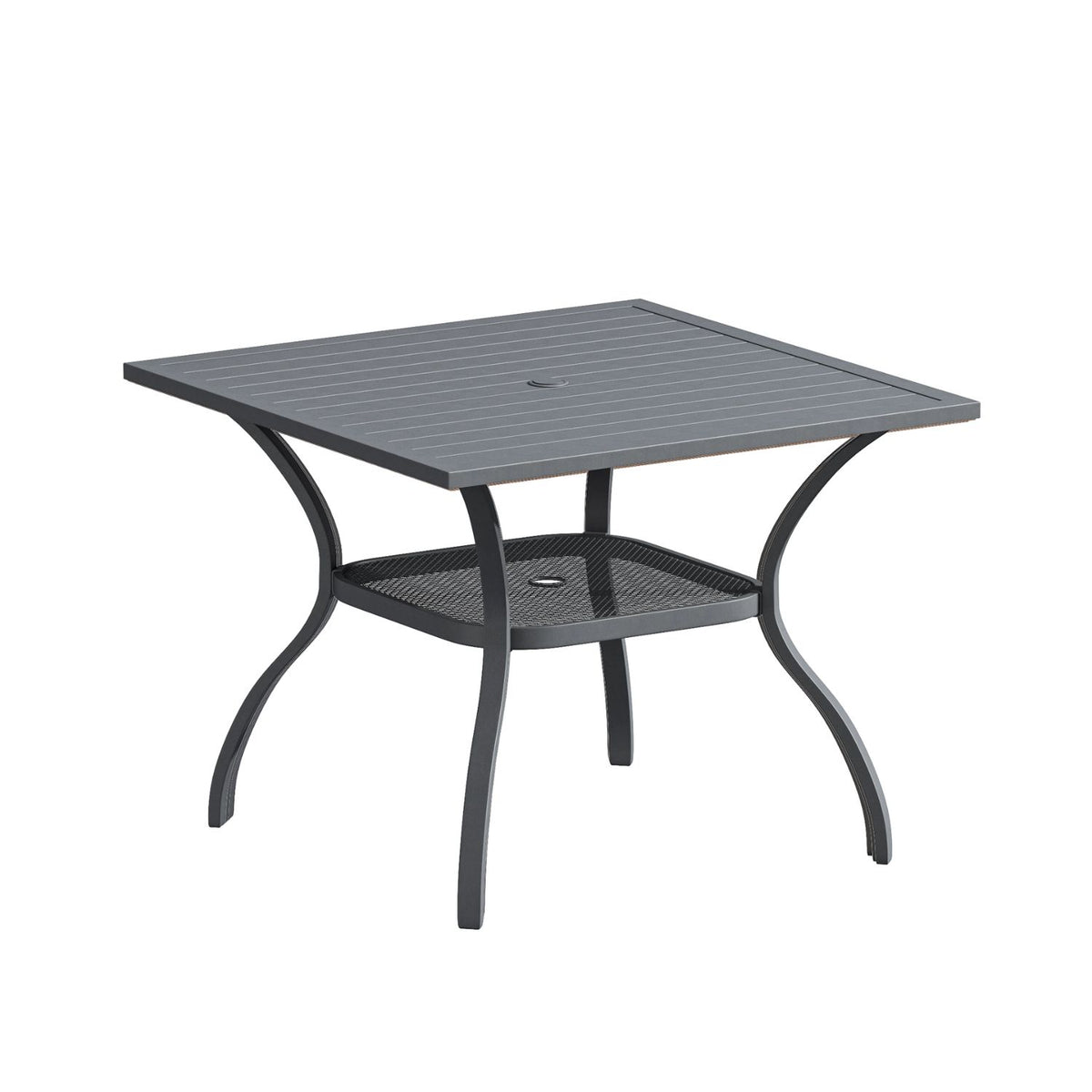 Vicllax Outdoor Patio Dining Table for 4, Metal Square Table with Stor