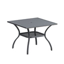 Vicllax Mesa de comedor para patio al aire libre para 4 personas, mesa cuadrada de metal con almacenamiento 