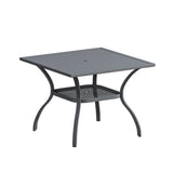 Vicllax Outdoor Patio Dining Table for 4, Metal Square Table with Storage