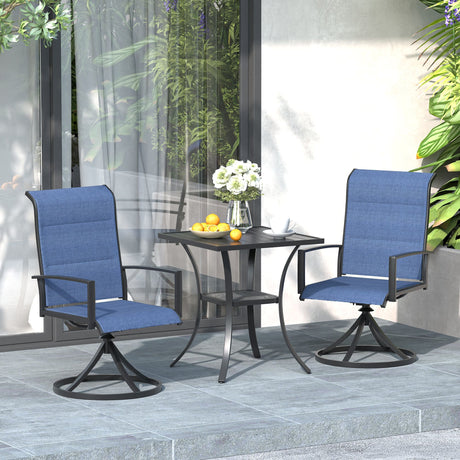 Vicllax 3-Piece Patio Bistro Set, Outdoor Swivel Chairs and Metal Square Table