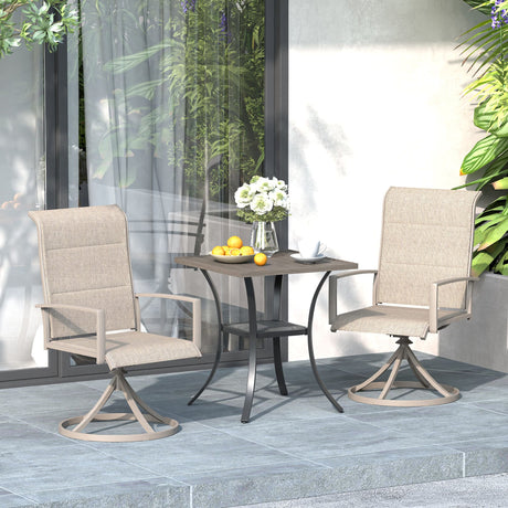 Vicllax 3-Piece Patio Bistro Set, Outdoor Swivel Chairs and Metal Square Table