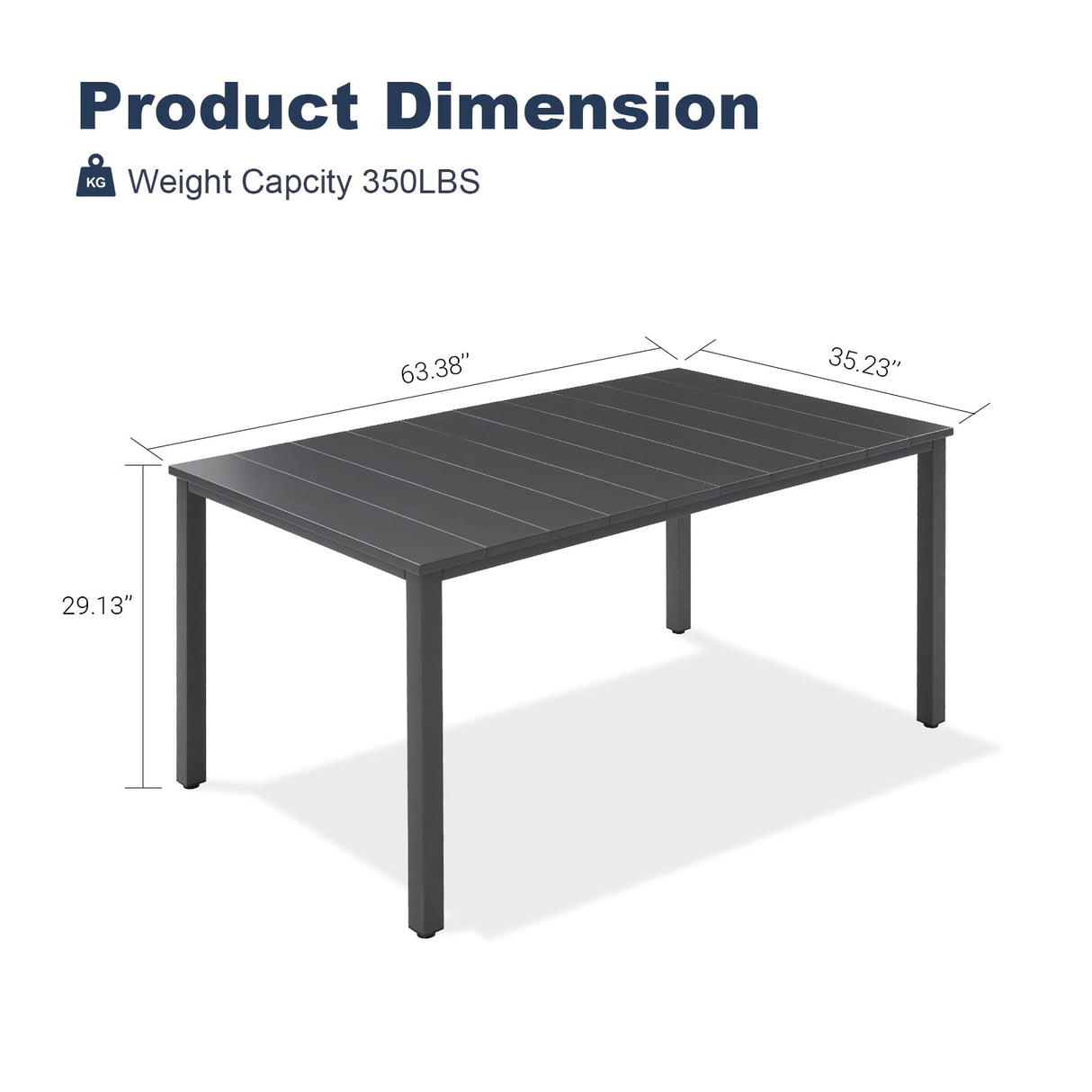 Vicllax Outdoor Patio Metal Dining Table for 4/6