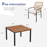 Vicllax 5 Pieces Outdoor Dining Set, Patio Rectangular Metal Table and Alora Stackable Chair
