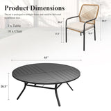 Vicllax Round Patio Dining Table for 10,  63" Outdoor Large Metal Round Table and Alora Stackable Chair