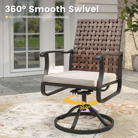 Vicllax 3-Piece Patio Bistro Set, Sierra/Sienna Swivel Chair and 27.6" Metal Square Table