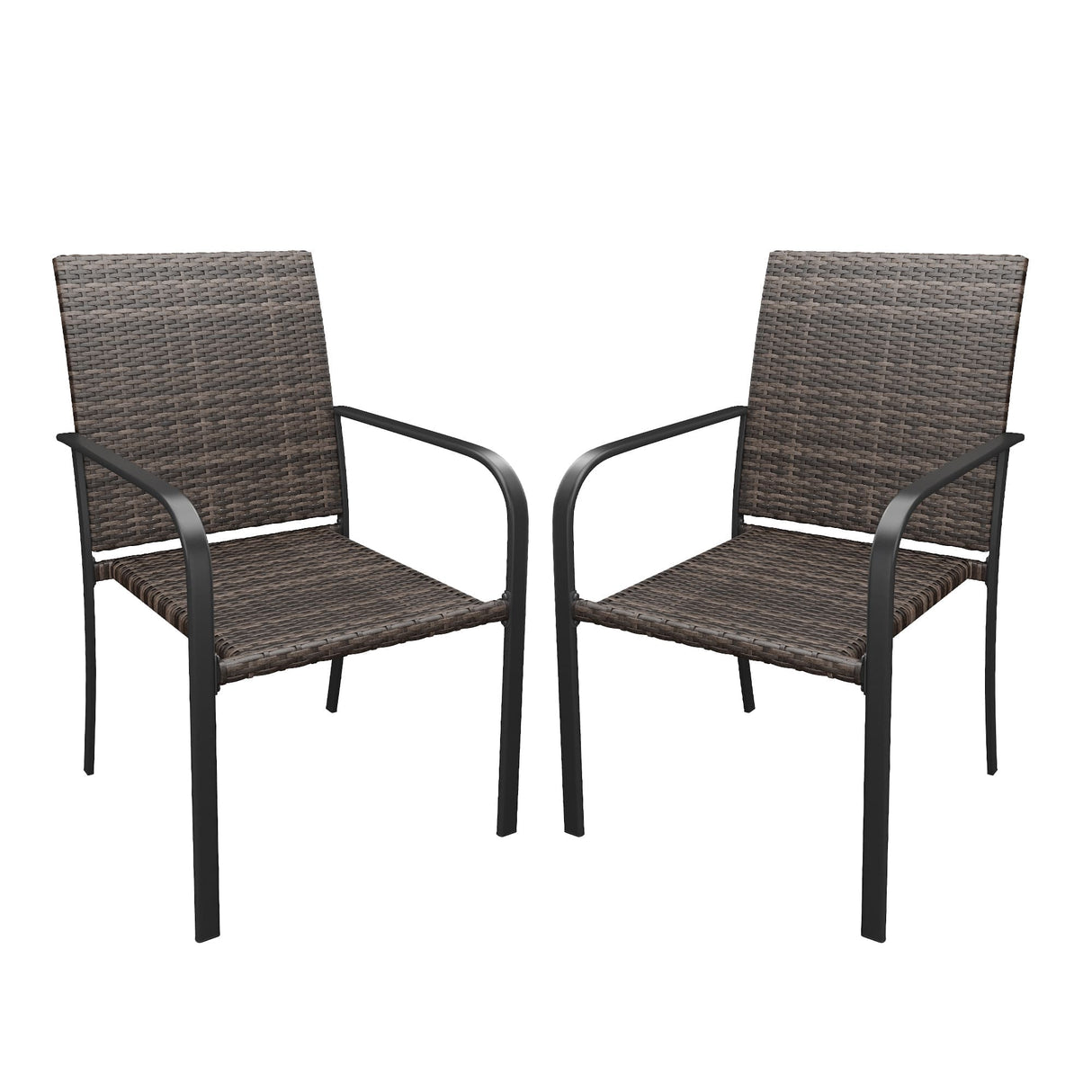 Vicllax Highlands Stackable Wicker Outdoor Dining Chair, Set of 2