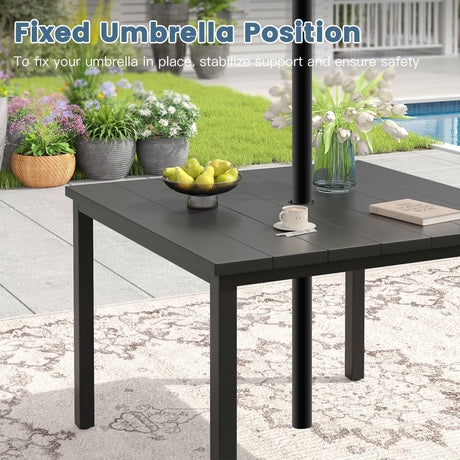 Vicllax 5pcs Outdoor Dining Set,  Square Metal Table and 4 Textilene Swivel  Chairs