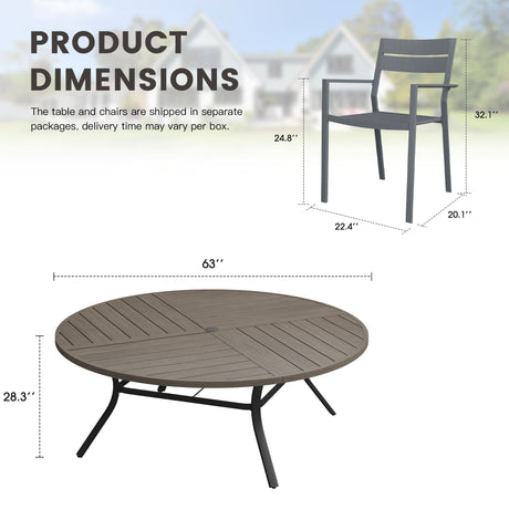 Vicllax Mesa redonda para patio de 42" con estante de almacenamiento y orificio para sombrilla ajustable 