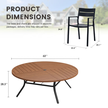 Vicllax Mesa redonda para patio de 42" con estante de almacenamiento y orificio para sombrilla ajustable 