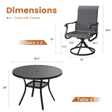 Vicllax 5/7 Pieces Outdoor Dining Set, Metal Round Dining Table and Premium Swivel Chairs