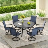 Vicllax 7 Pieces Outdoor Dining Set with 48" Round Dining Table and Swivel Chairs