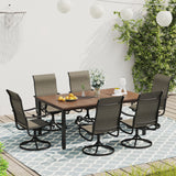 Vicllax 5 Pieces Outdoor Dining Set, Metal Sqaure Table with Umbrella Hole and Swivel Dining Chairs