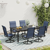 Vicllax 5 Pieces Outdoor Dining Set, Metal Sqaure Table with Umbrella Hole and Swivel Dining Chairs