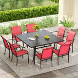 Vicllax 9 Pieces Outdoor Dining Set with 59" Square Dining Table and Stackable Chair