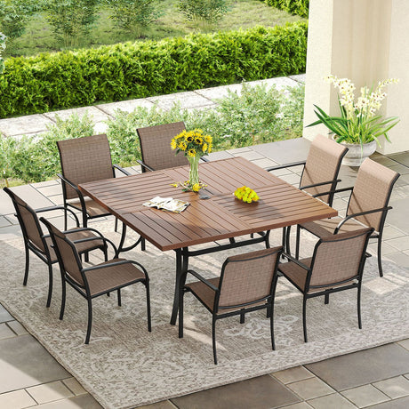 Vicllax 9 Pieces Outdoor Dining Set with 59" Square Dining Table and Stackable Chair