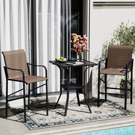 Vicllax 3/5 PCS Outdoor Bar Set, Patio Bar Textilene Chairs and Square Bar Table