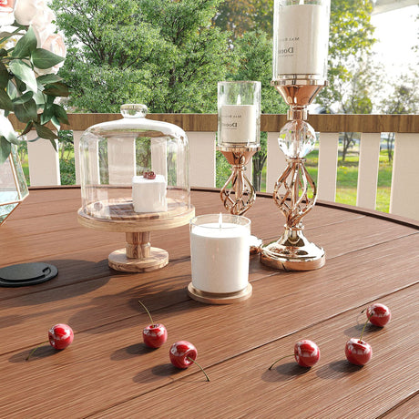 Vicllax 5/7/9 Pcs Outdoor Dining Set, Round Metal Table and Stackable Padded Chair