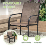 VICLLAX 7/9/11 PCS Patio Dining Table Set, Round Metal Table and Stackable Sling Chair