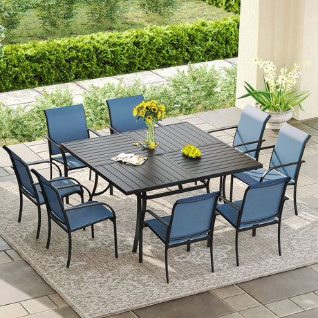 Vicllax 9 Pieces Outdoor Dining Set with 59" Square Dining Table and Stackable Chair