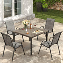 Vicllax 5 Pieces Outdoor Dining Set, Patio Square Metal Table and Horizon Stackable Chair