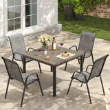 Vicllax 5 Pieces Outdoor Dining Set, Patio Square Metal Table and Horizon Stackable Chair