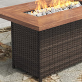 Vicllax Wicker Propane Fire Pit Table, Outdoor 50,000 BTU Gas Fire Pit