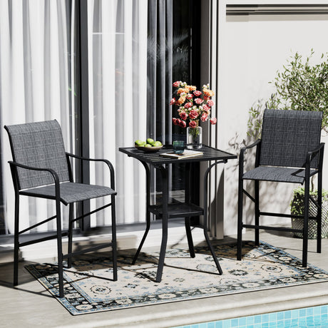 Vicllax 3/5 PCS Outdoor Bar Set, Patio Bar Textilene Chairs and Square Bar Table