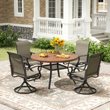 Vicllax Outdoor Round Dining Table, Patio Aluminum Tabletop with Storage Shelf