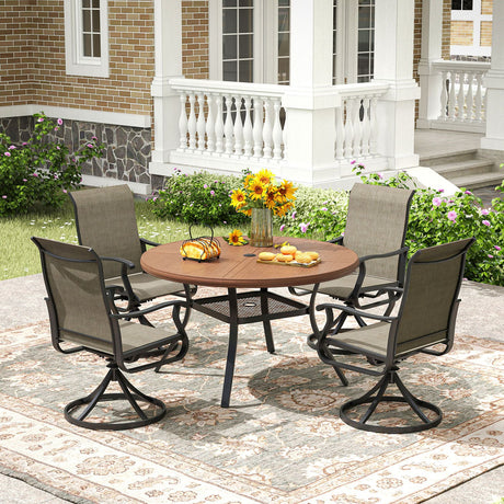 Vicllax Outdoor Round Dining Table, Patio Aluminum Tabletop with Storage Shelf