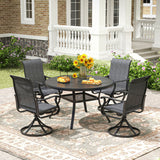 Vicllax Outdoor Round Dining Table, Patio Aluminum Tabletop with Storage Shelf