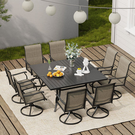 Mesa de comedor de escritorio Vicllax para exteriores de metal negro similar a la madera