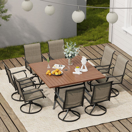 Mesa de comedor de escritorio Vicllax para exteriores de metal negro similar a la madera